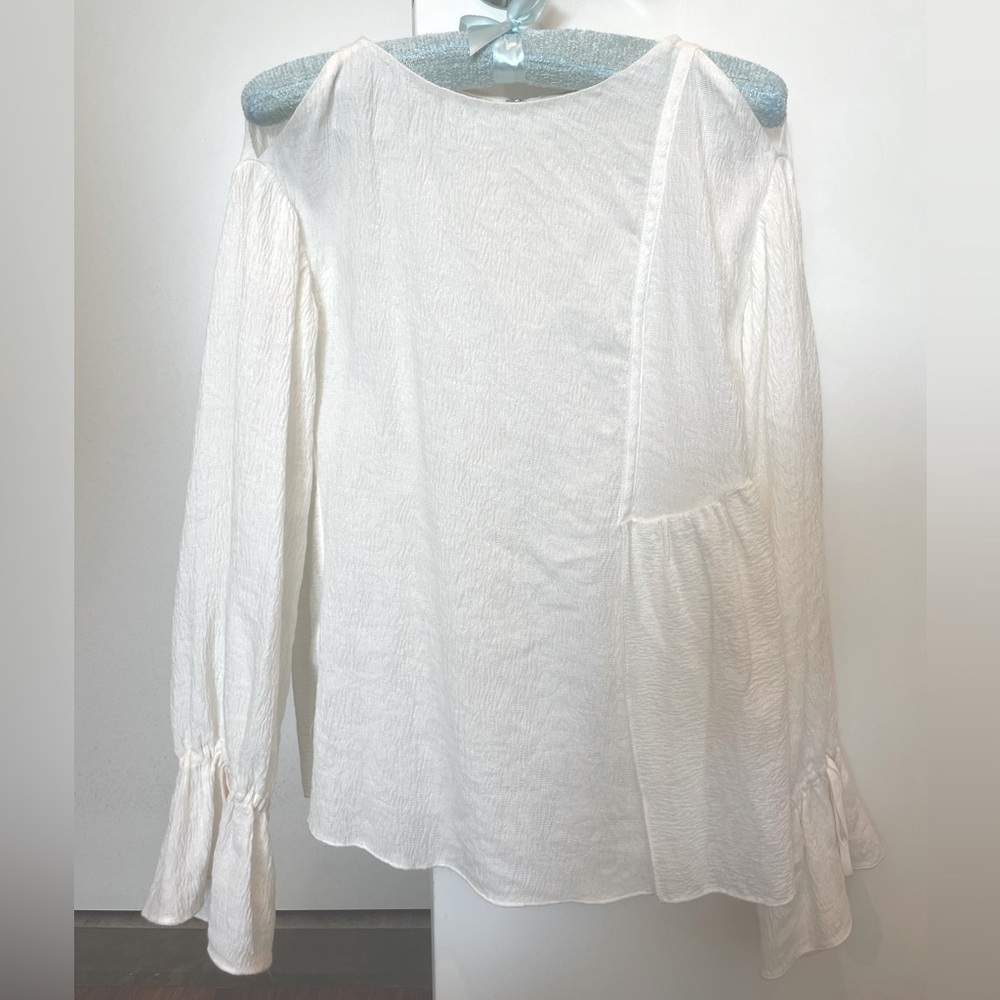 3.1 Phillip Lim (0) White jacquard textured lightweight woven blouse